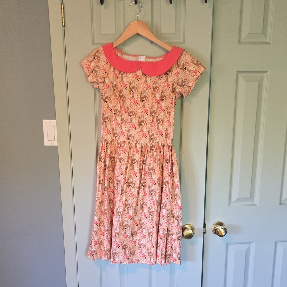 🧡 Charming Floral Casual Dress with Pink Collar